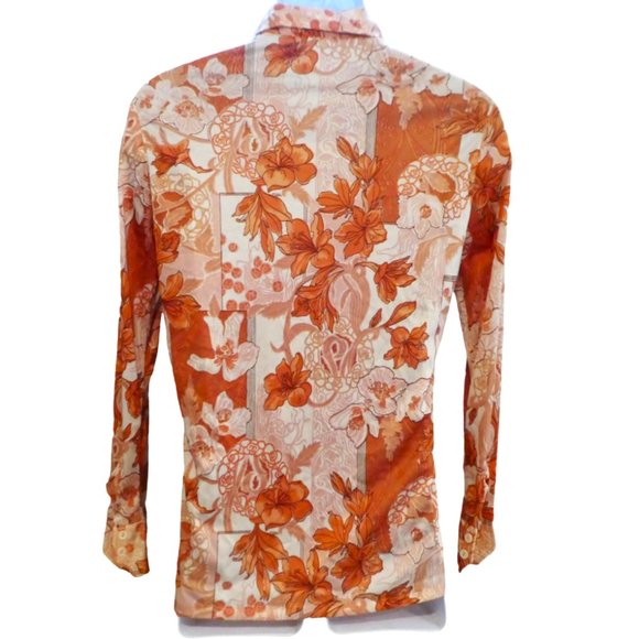 Vintage 70s Frankenstein Disco Polyester Floral Shirt Pointed Dagger Butterfly - Picture 2 of 6